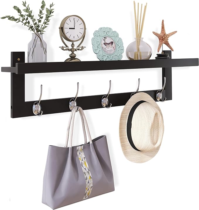 SMIBUY Coat Hooks with Shelf Wall-Mounted, 29.2 Inch Entryway Coat Rack by SMIBUY