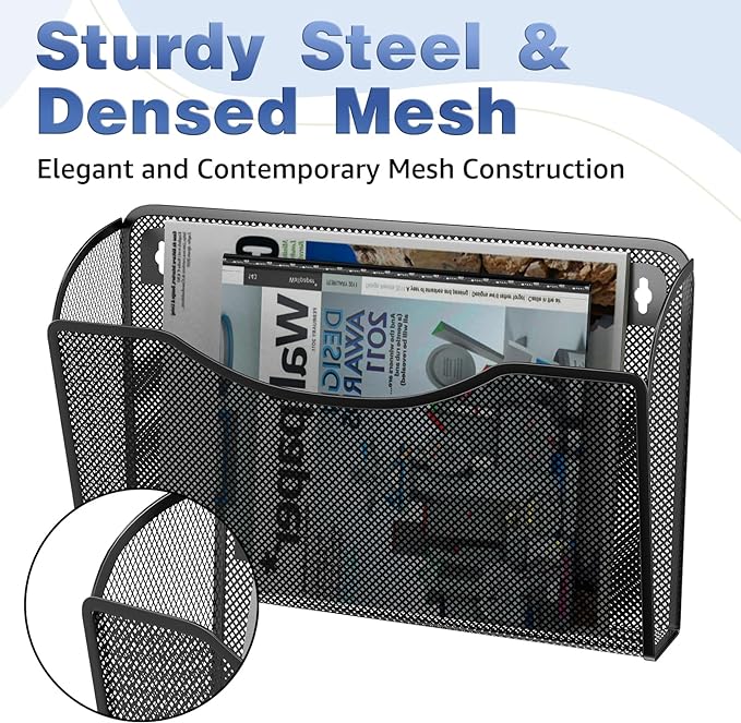 MINDEPOT Wall File Organizer, Hanging Wall File Holder, 6 Pack, Metal Mesh Wall - Image 3