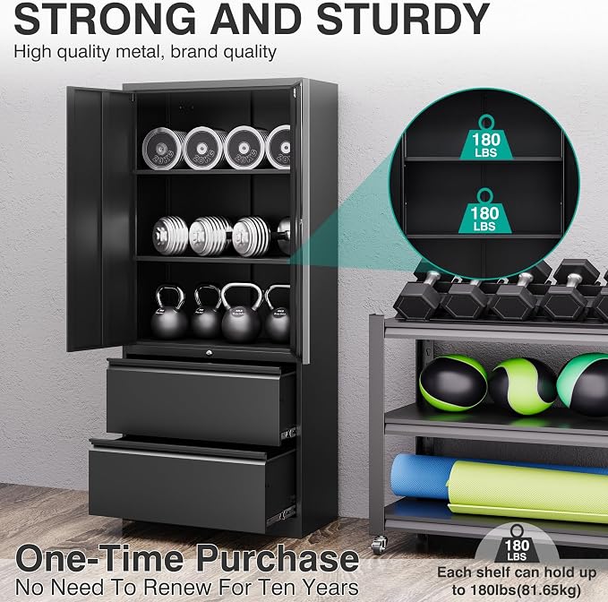SISESOL Black Metal Storage Cabinet - Image 5