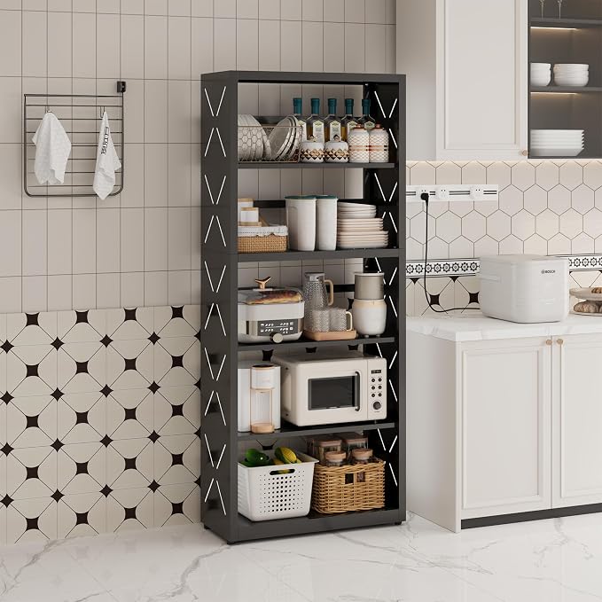 Industrial Bookshelf, 5 Tier Bookcase, Home Office Bookcase Shelf Storage - Image 7