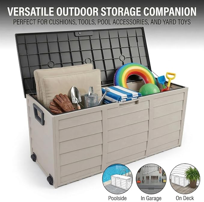 75 Gallon Outdoor Storage Box, 260L Waterproof Resin Deck Box - Image 5