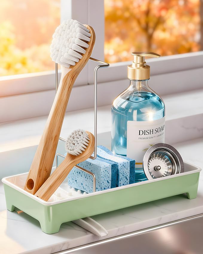 Ceramic-Look Sink Caddy, Rustproof Sponge Holder by Unknown