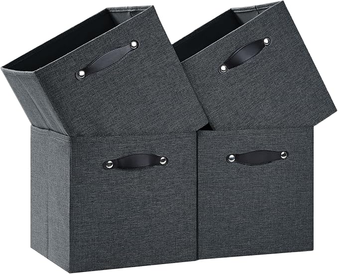 Foldable Fabric Storage Bins Cubes, Graphite Gray, 4 Pack by FABINADO
