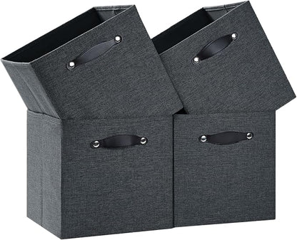 Foldable Fabric Storage Bins Cubes, Graphite Gray, 4 Pack by FABINADO