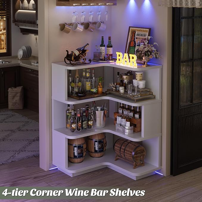Armocity Corner Book Shelf, 4-Shelf L Shaped Corner Bookshelf - Image 6