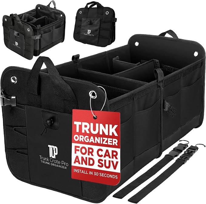 TRUNKCRATEPRO Trunk Organizer For Car, Truck | Premium Adjustable Multi by TRUNKCRATEPRO