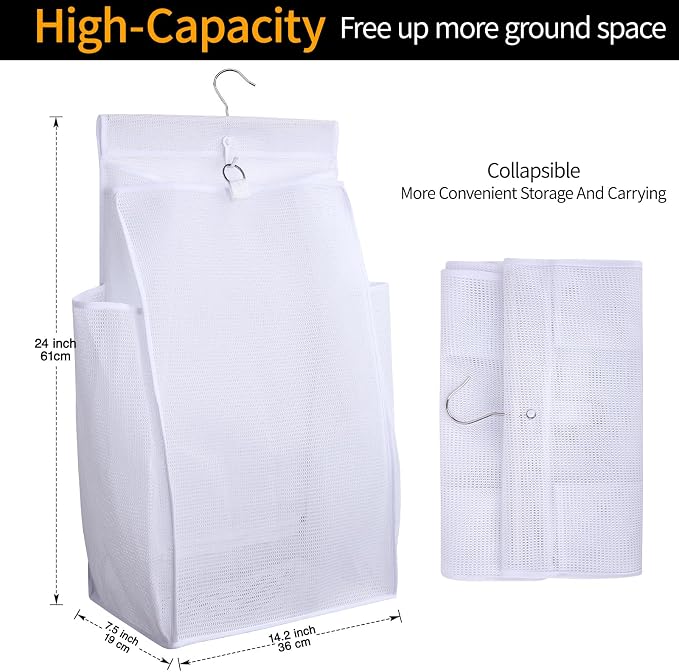 Hanging Collapsible Breathable Mesh Laundry Hamper, Fast Drying Portable Space - Image 2