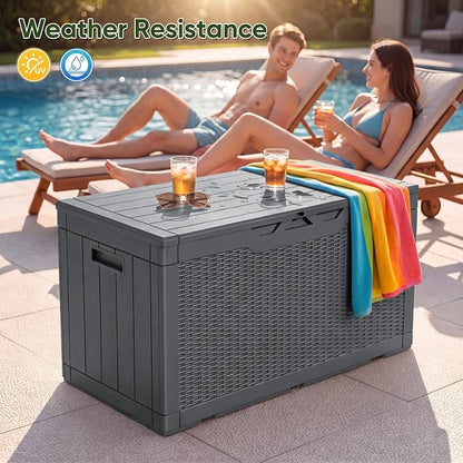 Flamaker Outdoor Storage Box 100 Gallon Waterproof Resin Deck Box Delivery Box - Image 6