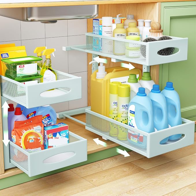 Under Sink Organizer, 2 Tier Pull out Cabinet Organizer Baskets by Kitstorack