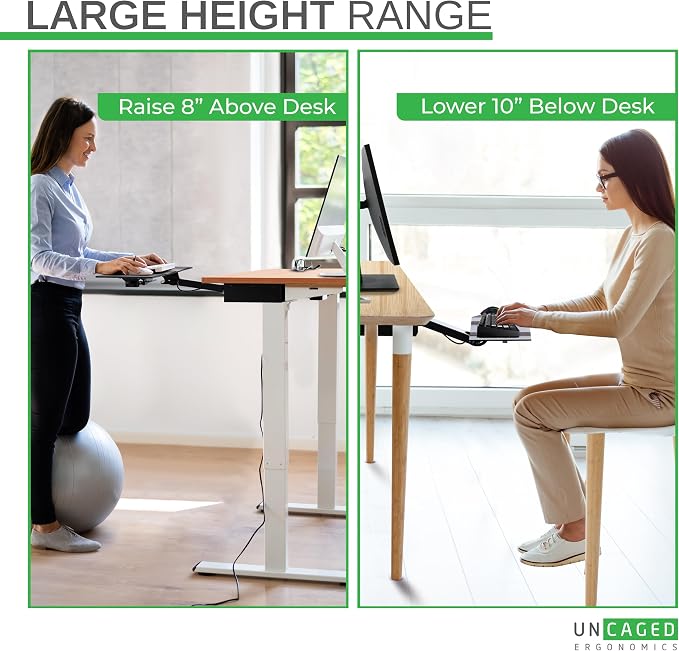 Uncaged Ergonomics KT2-b Under-Desk Adjustable Height & Angle Sit to Stand Up - Image 3