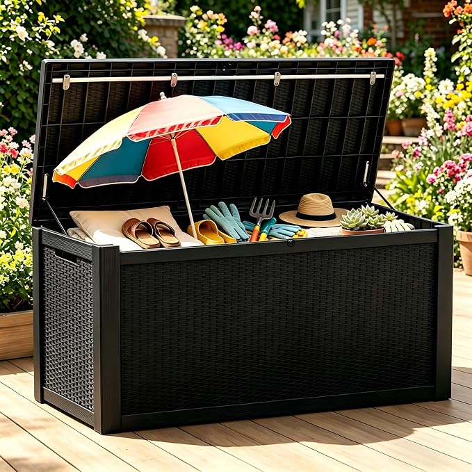 328 Gallon Waterproof Outdoor Storage Box, Heavy Duty Resin Deck Box Lockable - Image 10
