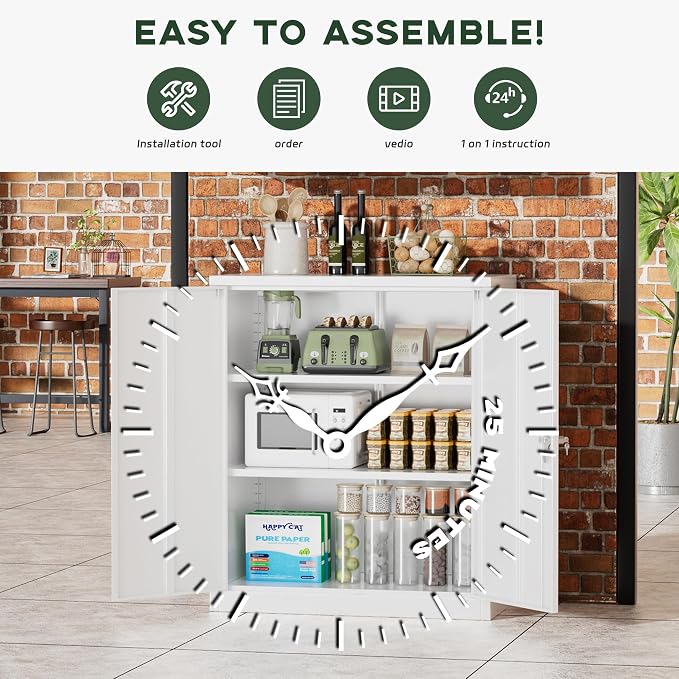 Greenvelly Metal Storage Cabinet, Lockable Storage Cabinets - Image 6