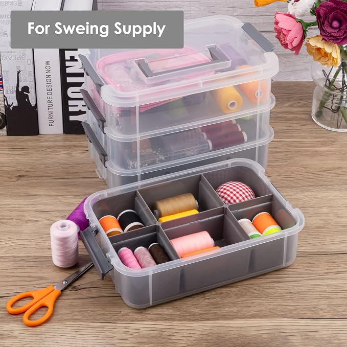 CraftGenes Craft Organizers and Storage, 4-Tier 10 Qt Box, 2 Trays, Scrapbook - Image 7