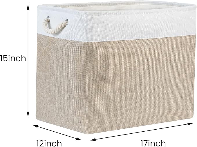 Bidtakay Storage Baskets for Shelves 17x12x15 in Beige Clothes Bins Storage for - Image 6