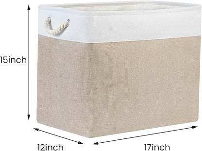 Bidtakay Storage Baskets for Shelves 17x12x15 in Beige Clothes Bins Storage for - Image 6