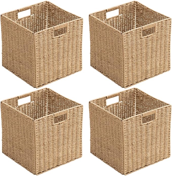 Handwoven Paper Woven Cube Basket Organizer by HaoGZMZFCL