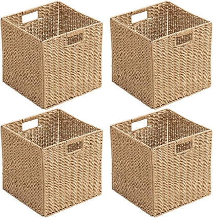 Handwoven Paper Woven Cube Basket Organizer by HaoGZMZFCL