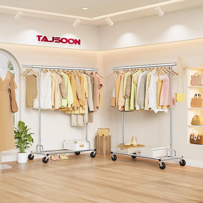 Tajsoon Clothing Rack Heavy Duty Clothes Rack Load 350 LBS, Rolling Clothes - Image 2