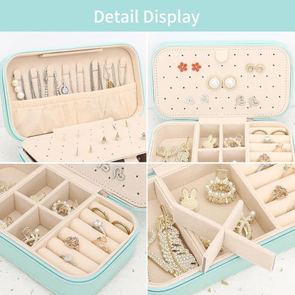 DesignSter Travel Jewelry Box, PU Leather Portable Jewelry Case, Small Jewelry - Image 4