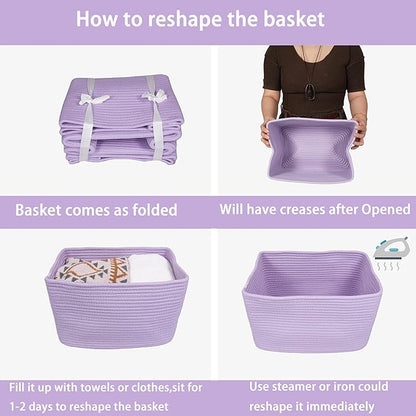 Cotton Rope storage Basket Bins Woven Basket - Image 7