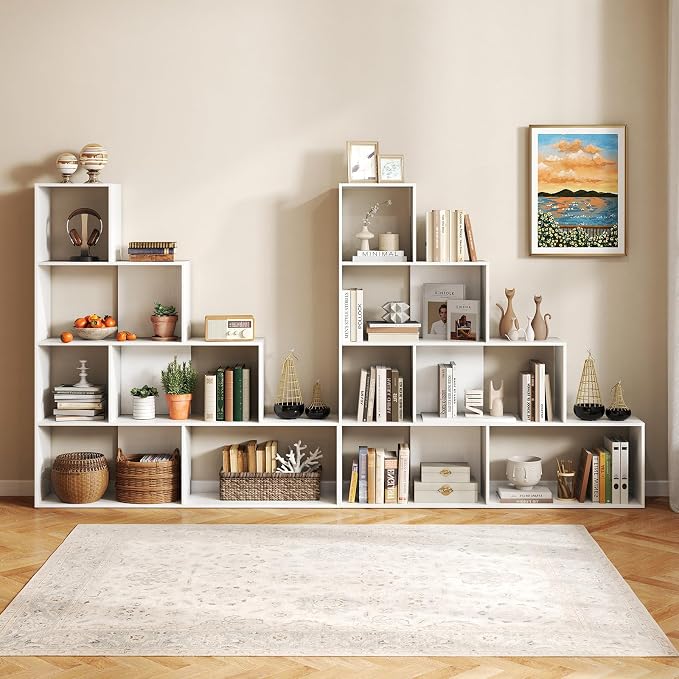 Tangkula 4-Tier Stepped Bookshelf, Freestanding 6 Cubes Ladder Bookcase - Image 2