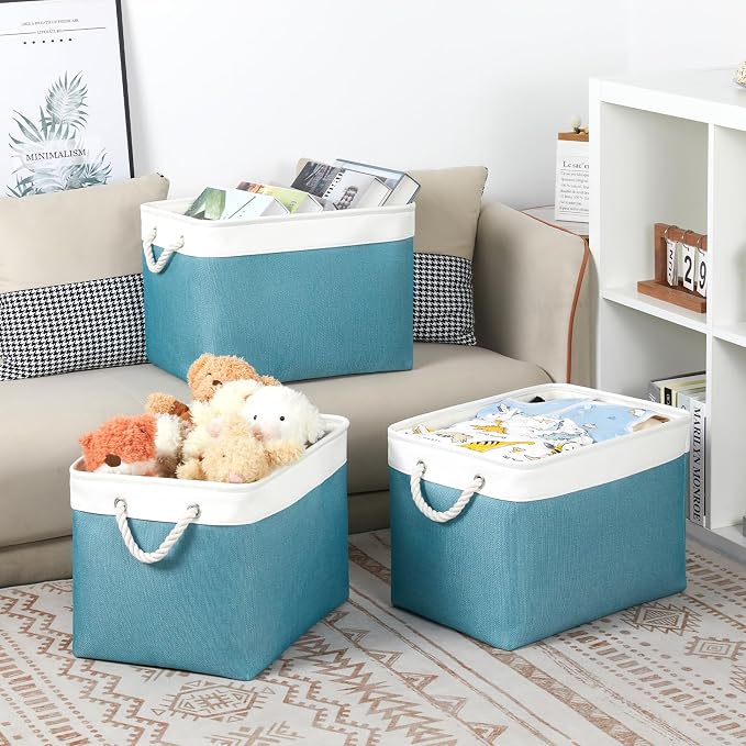 Bidtakay Large Storage Baskets for Shelves 3 Pack 16x11.8x11.8 Inch Storage - Image 3
