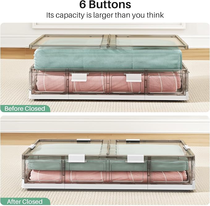 Kitstorack Plastic Under Bed Storage Containers, 2 Pack Underbed Storage - Image 6