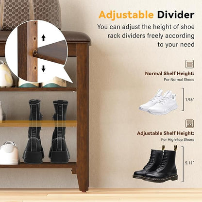 Taitiy Shoe Bench Storage Rubberwood - Image 6