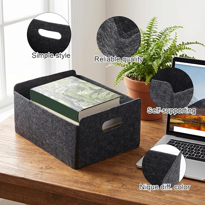 4 Pack Felt Storage Bins for Organizing Clothes, Toys & Office Files Durable - Image 7