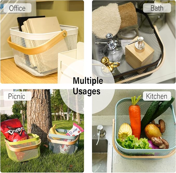 Metal Mesh Steel Harvest Basket, Wire Garden Basket - Image 4