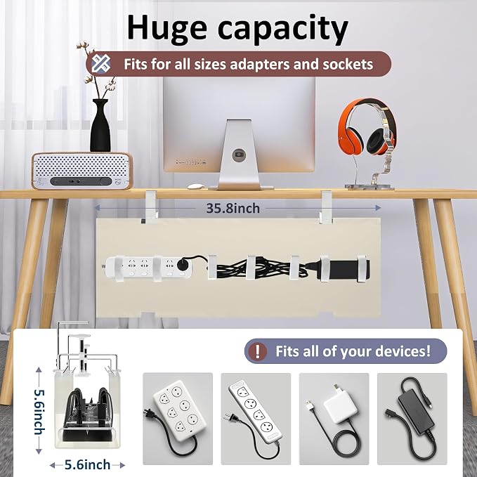36" Under Desk Cable Management Tray - Image 2