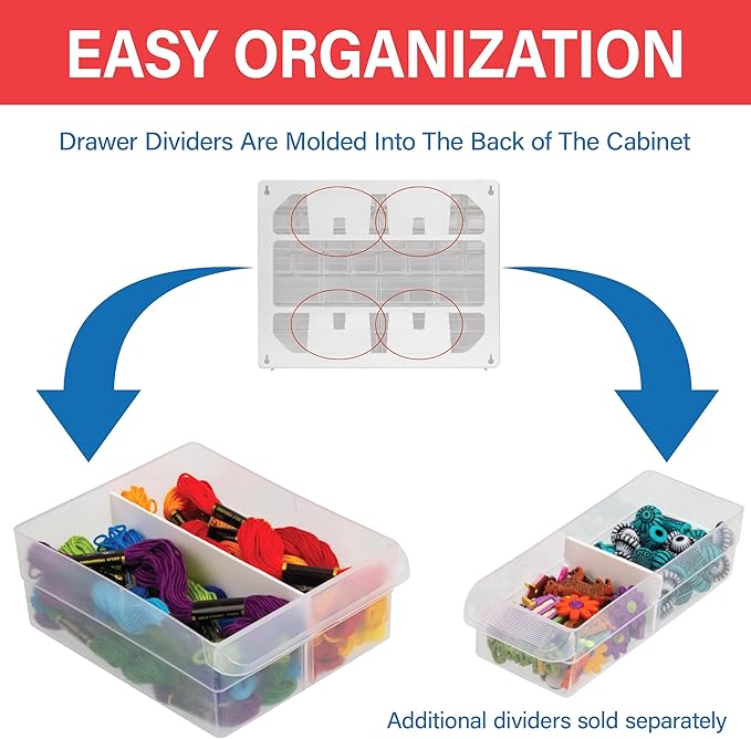 Akro-Mils 16-Drawer Plastic Storage Cabinet, 10.5"W x 6.5"D x 8.5"H, Makeup - Image 5