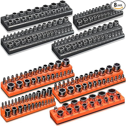Magnetic Socket Organizer Holder Set – 8-Piece Tool Organizers Including 1/4" by Onsski