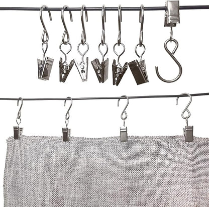 Stainless Steel S Hooks Curtain Clips, 50 Pack Hanging Party Lights Clips - Image 5