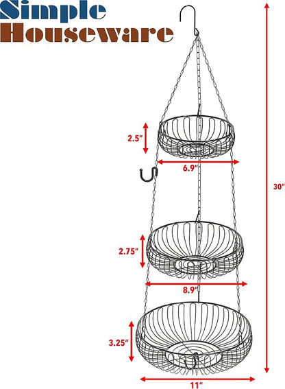 Simple Houseware Adjustable Metal Hanging Fruit Basket - Image 2