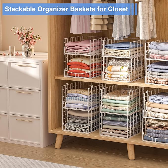 4-Tier Stackable Closet Organizers and Storage Shelves, Foldable & - Image 6