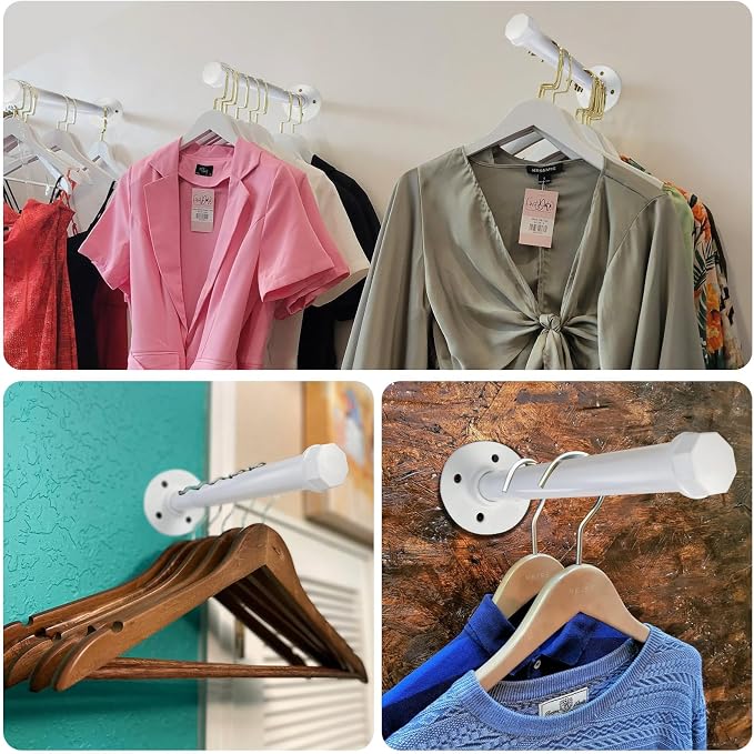 Pintuson 6 PCS Industrial Pipe Clothes Bar 12 Inch - Image 5