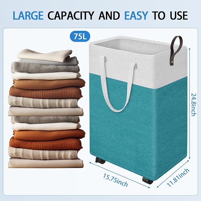 HomeHacks 75L Rolling Laundry Basket - Image 2