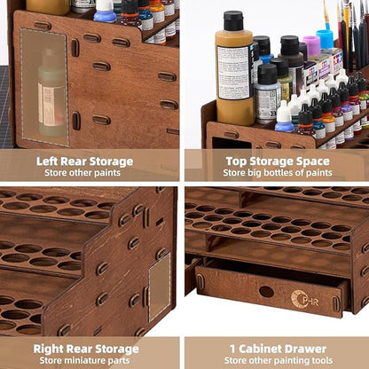 Wooden Paint Organizer 98 Holes Rack - Image 6
