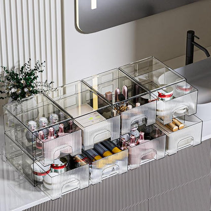 ZJIAI 8 Pack Clear Stackable Storage Drawer, Acrylic Drawer, Cosmetic Organizer - Image 5
