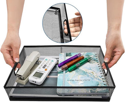 Noamus 3 Pack Office Drawer Organizer, Desk Drawer Divider Tray, Metal Mesh - Image 3