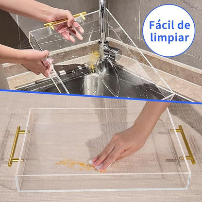 NIUBEE Clear Serving Tray 12x16 Inches -Spill Proof- Acrylic Decorative Tray - Image 7