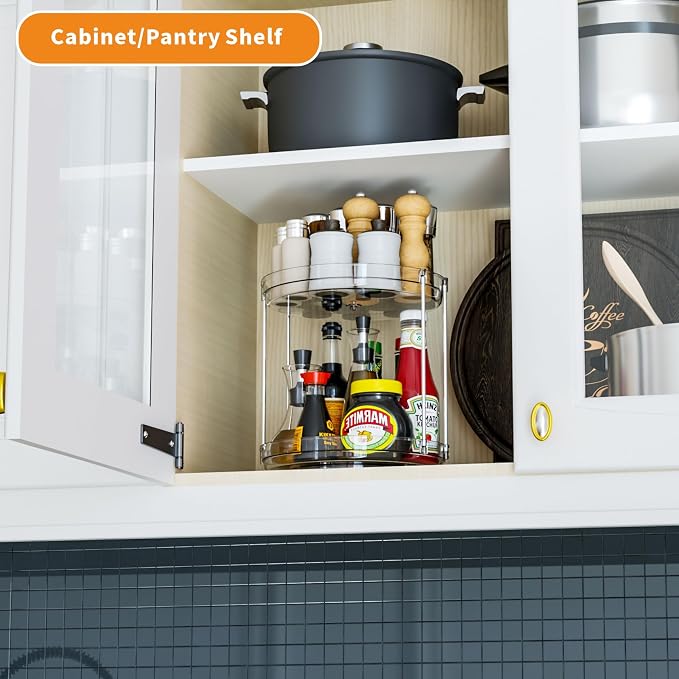 2 Pack 2 Tier Lazy Susan Spice Rack - Image 2