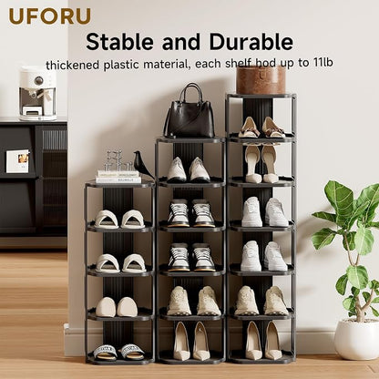 UFORU Vertical Shoe Rack, 9-Tier Plastic Stackable Storage Shelf - Image 7
