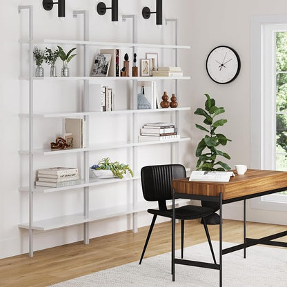 Nathan James Theo 6-Shelf Tall Modern Bookshelf, Wall Mount Ladder Shelf - Image 3