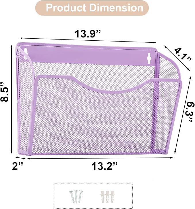 EASEPRES 3 Single Pocket Mesh Hanging File Organizer, Vertical Wall Mounted - Image 5