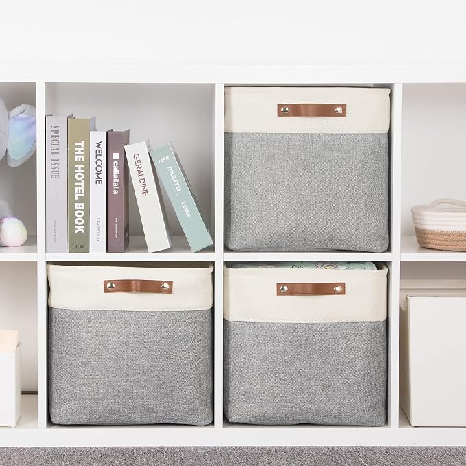 HNZIGE Storage Foldable Storage Baskets Cubes Set Fabric Bins - Image 7