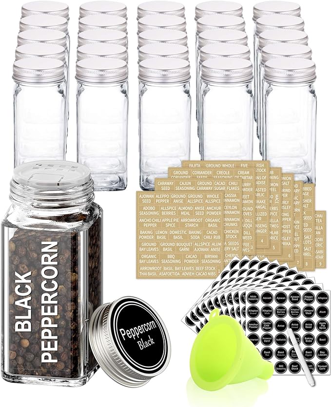 SWOMMOLY 25 Glass Spice Jars by SWOMMOLY