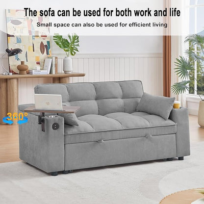 hansones 65" 3-in-1 Sofa Bed, Pull Out Sleeper Sofa - Image 4