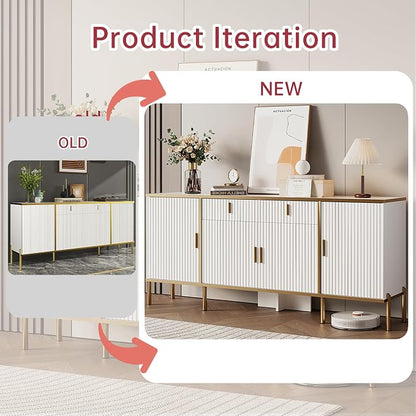 60" Modern Kitchen Buffet Cabinet, Buffets & Sideboard - Image 8